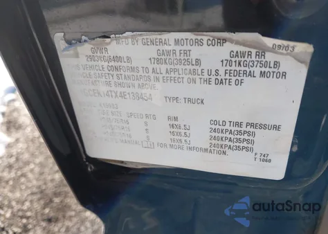 2004 Chevrolet Silverado 1500 Ls z USA, uszkodzony, nr VIN 1GCEK14TX4E138454